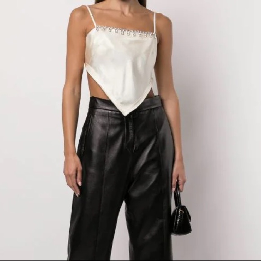 AREA crystal-embellished handkerchief top